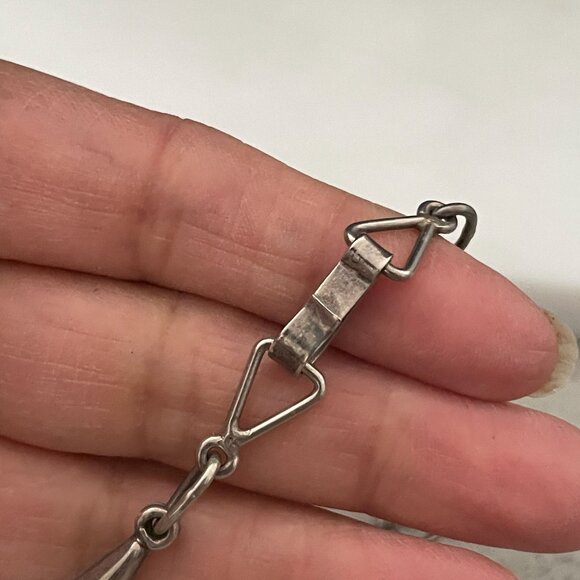 Vintage Mexico GC80 Sterling Silver Pink Mother of Pearl Stations Necklace 19" - Picture 9 of 10